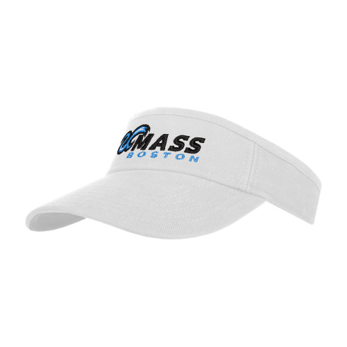  White Visor - UMass Boston Horizontal