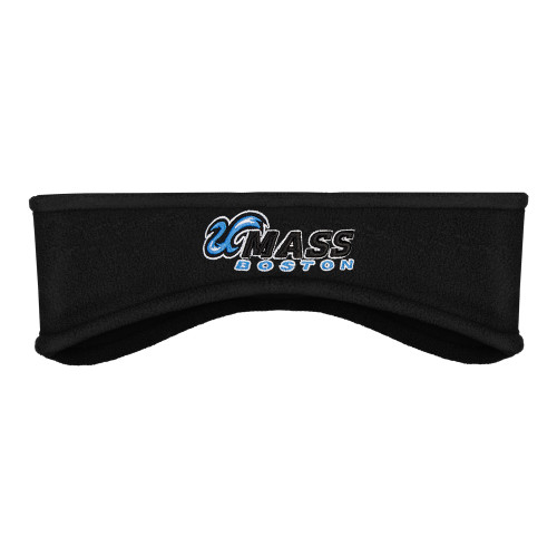  Black Stretch Fleece Headband - UMass Boston Horizontal