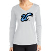 Thumbnail image for  Womens White Performance Long Sleeve V Neck Shirt