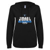 Thumbnail image for  ENZA Womens Black V Notch Raw Edge Fleece Hoodie