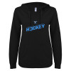 Thumbnail image for  ENZA Womens Black V Notch Raw Edge Fleece Hoodie