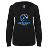 Thumbnail image for  ENZA Womens Black V Notch Raw Edge Fleece Hoodie