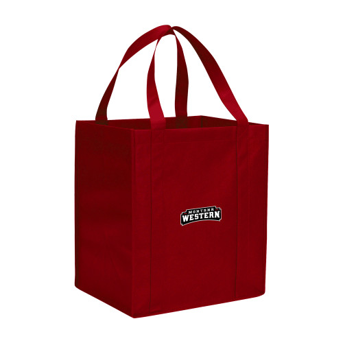  Non Woven Red Grocery Tote - Primary Wordmark