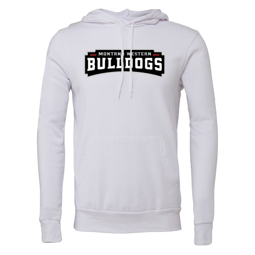  Bella + Canvas White Fleece Hood - Bulldog Wordmark