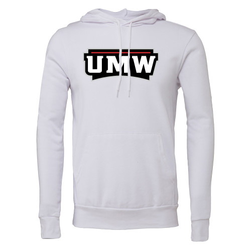  Bella + Canvas White Fleece Hood - UMW Wordmark