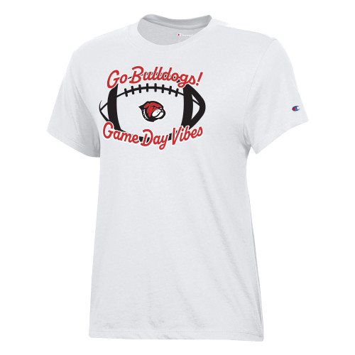  Champion Womens  White Core Short Sleeve Tee - UMW Go Dawgs Game Day Vibes