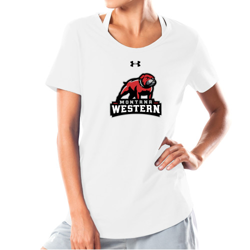  Under Armour Womens White Charged Cotton Tee - Tertiary Mascot UnderArmour