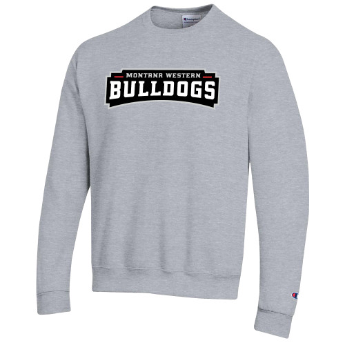  Champion Heather Grey Fleece Crew - Bulldog Wordmark