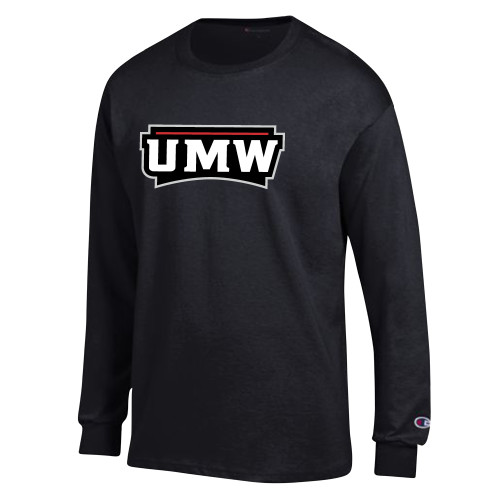  Champion Black Long Sleeve T Shirt - UMW Wordmark