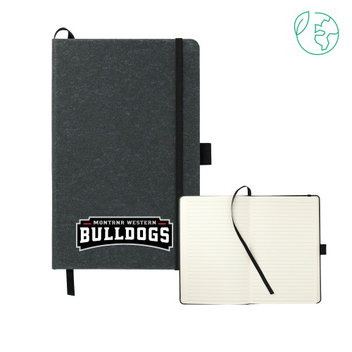  5.5 x 8.5 Black FSC Mix Recycled Leather Bound Journal - Bulldog Wordmark