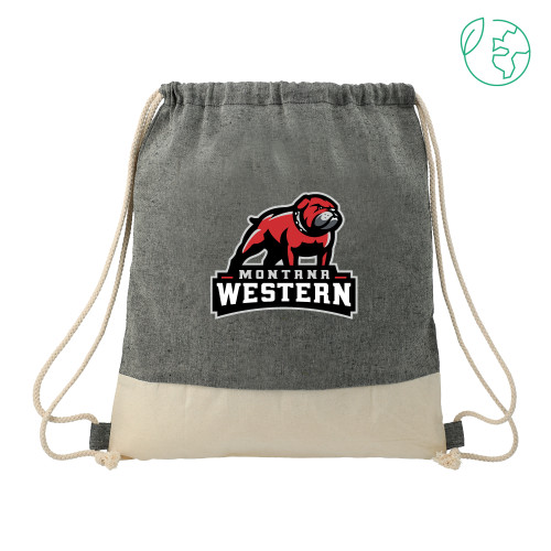  Split Recycled Cotton Natural/Black Drawstring Bag - Tertiary Mascot
