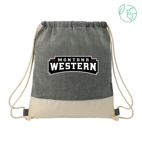  Split Recycled Cotton Natural/Black Drawstring Bag - Primary Wordmark