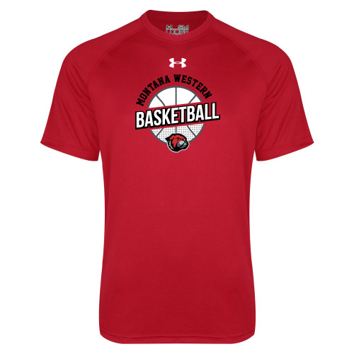  Under Armour Red Tech Tee - Basketball with Halftone Ball UnderArmour