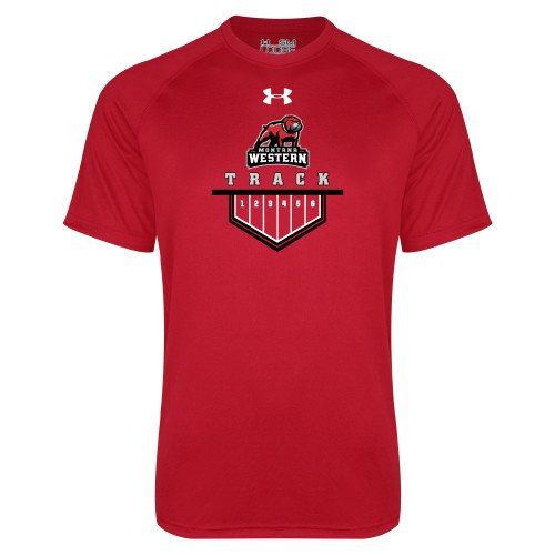  Under Armour Red Tech Tee - Track Numbered Lanes UnderArmour