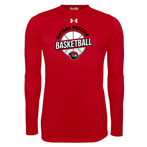  Under Armour Red Long Sleeve Tech Tee - Basketball with Halftone Ball UnderArmour