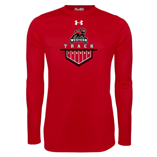  Under Armour Red Long Sleeve Tech Tee - Track Numbered Lanes UnderArmour
