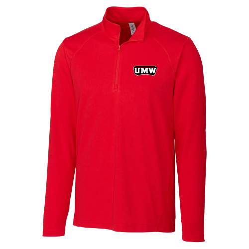  C&B Red Clique Ice Pique Half Zip - UMW Wordmark