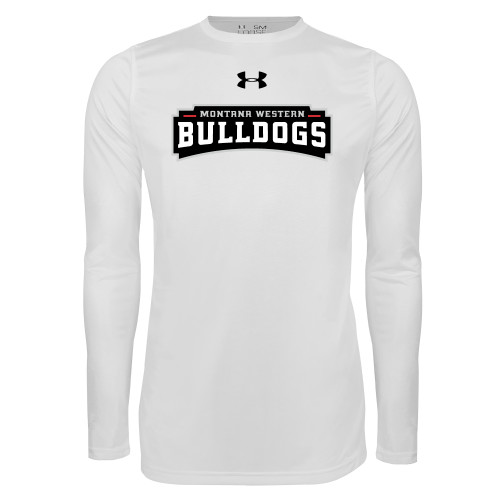  Under Armour White Long Sleeve Tech Tee - Bulldog Wordmark UnderArmour