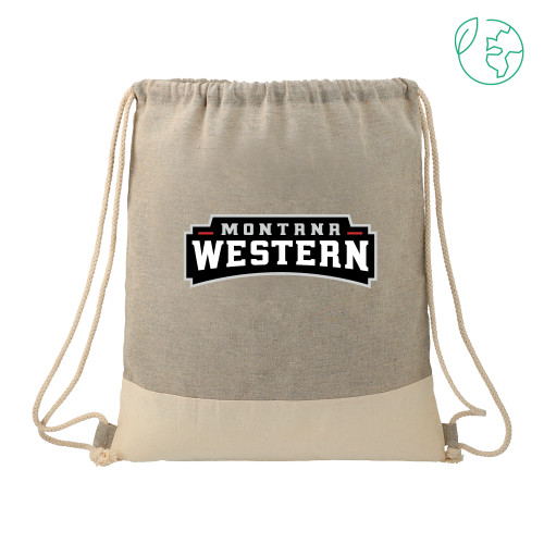  Split Recycled Cotton Grey/Natural Drawstring Bag - Primary Wordmark