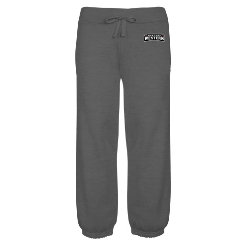  ENZA Womens Dark Heather Banded Fleece Capri - Primary Wordmark