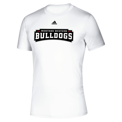 Adidas White Pregame Performance Tee - Bulldog Wordmark Adidas