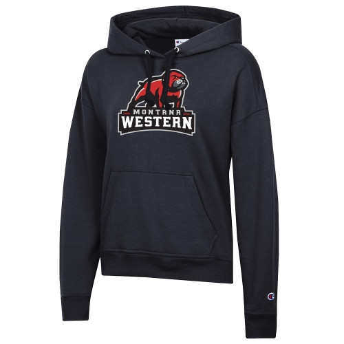  Champion Womens Black Powerblend Pullover Hood - Tertiary Mascot