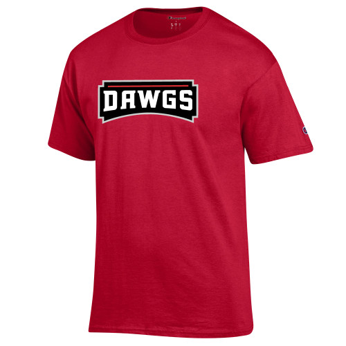  Champion Scarlet Red T Shirt - Dawgs Wordmark