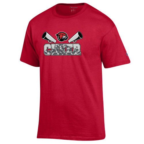  Champion Scarlet Red T Shirt - Cheer Pom Silhouette