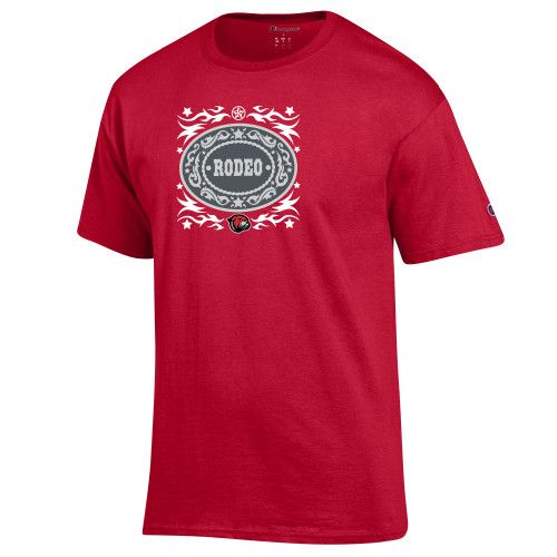  Champion Scarlet Red T Shirt - Rodeo Belt Buckle
