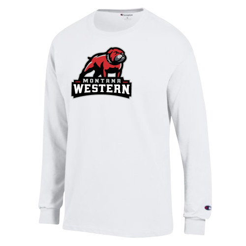  Champion White Long Sleeve T Shirt - Tertiary Mascot