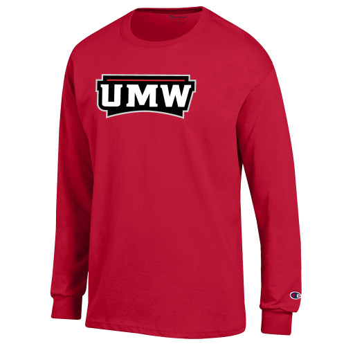  Champion Red Long Sleeve T Shirt - UMW Wordmark