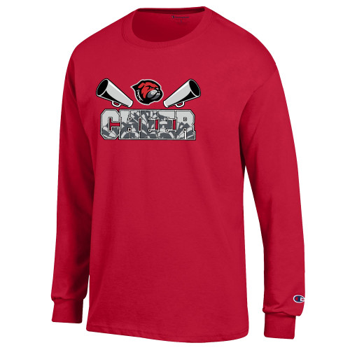  Champion Red Long Sleeve T Shirt - Cheer Pom Silhouette