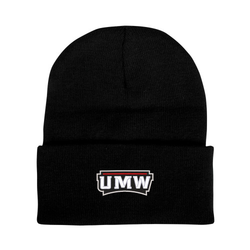  Black Knit Beanie w/Cuff - UMW Wordmark
