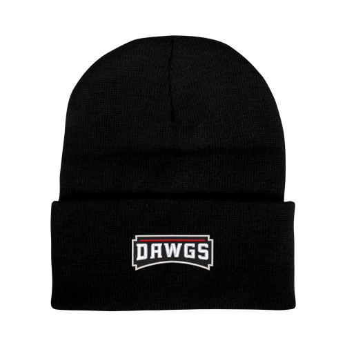  Black Knit Beanie w/Cuff - Dawgs Wordmark