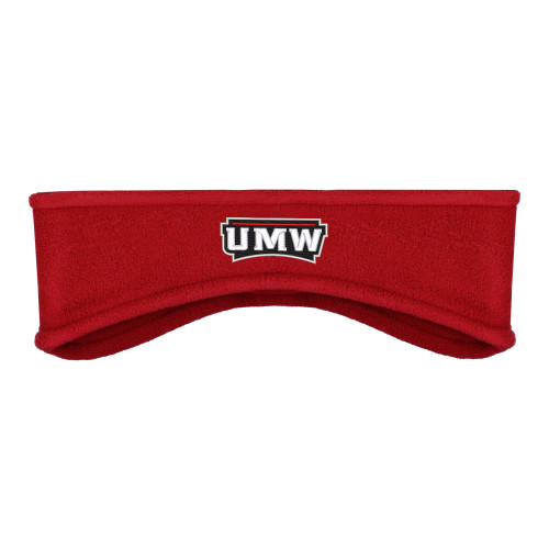  Red Stretch Fleece Headband - UMW Wordmark