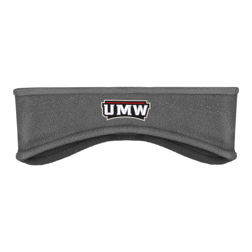  Charcoal Stretch Fleece Headband - UMW Wordmark