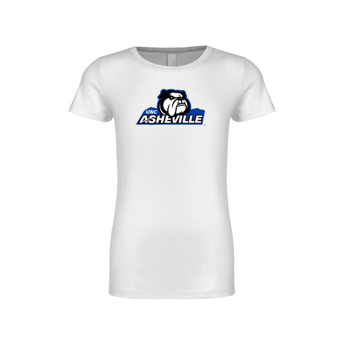  Next Level Girls White Fashion Fit T Shirt - UNC Asheville Primary Mark