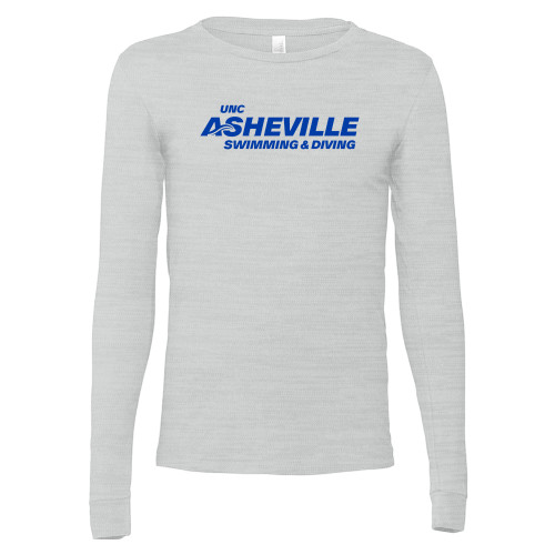  Bella + Canvas Ash Grey Jersey Cotton Long Sleeve T Shirt - UNC Asheville Swim and Dive