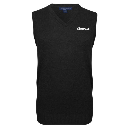  Black VNeck Sweater Vest - UNC Asheville wordmark