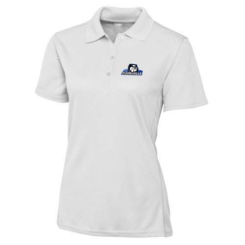  C&B Womens White Clique Ice Pique Polo - UNC Asheville Primary Mark
