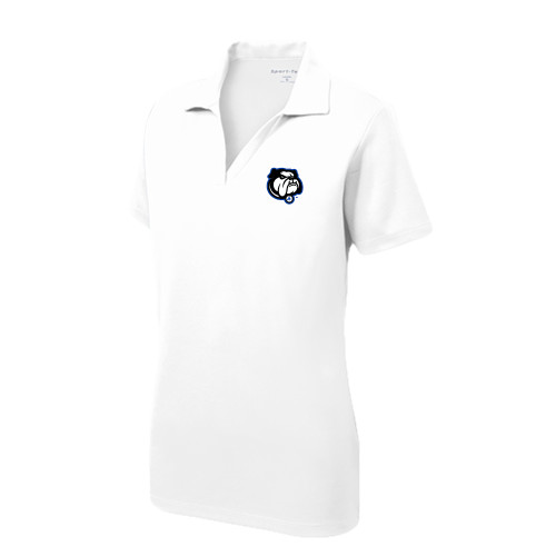  Womens White Dry Mesh Polo - Bulldog Mark