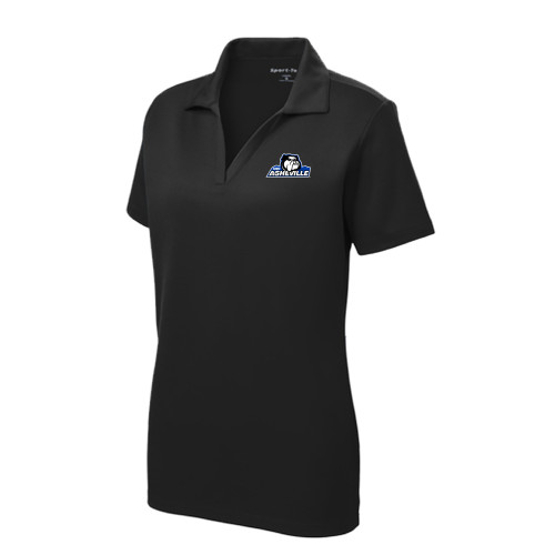  Womens Black Dry Mesh Polo - UNC Asheville Primary Mark