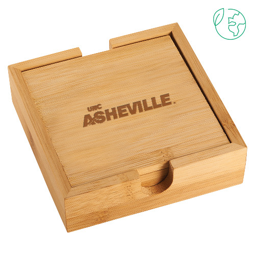  Bamboo Coaster Set - UNC Asheville wordmark Engraved