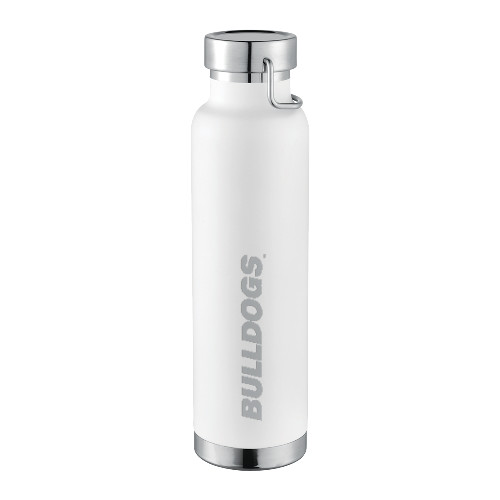  Thor Copper Vacuum Insulated White Bottle 22oz - Bulldogs wordmark Engraved