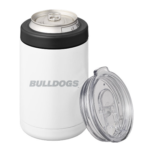  2 in 1 White Can Cooler Tumbler 12oz - Bulldogs wordmark Engraved