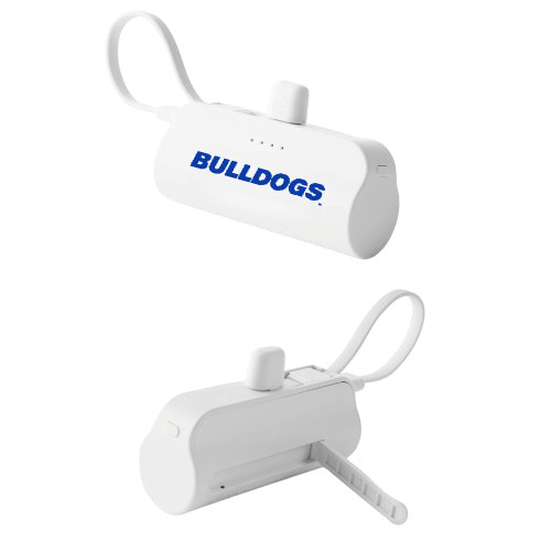  Sidekick White 4500 mAh Power Bank - Bulldogs wordmark