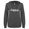 Thumbnail image for  ENZA Womens Dark Heather V Notch Raw Edge Fleece Hoodie