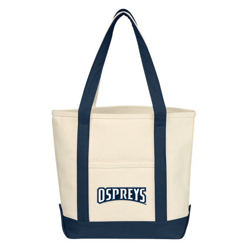  Cotton Canvas Natural/Navy Tote Bag - Ospreys Wordmark