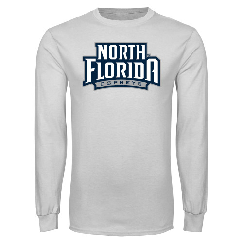  White Long Sleeve T Shirt - UNF Primary Mark
