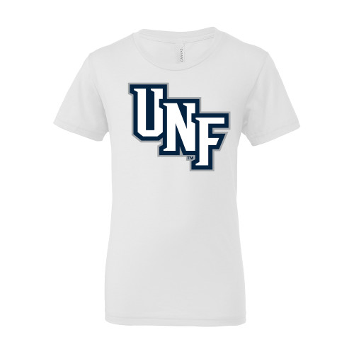  Bella + Canvas Youth White Jersey T Shirt - Diagonal UNF Monogram
